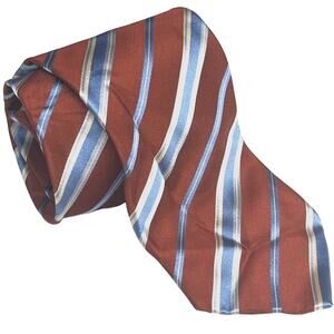 ZADI Andrew's Ties Men's 100% Silk Tie ~ Striped ~ Brown / Blue Made in Italy